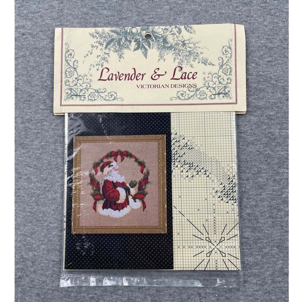 Lavender and Lace Spirit of Christmas Santa Cross Stitch Pattern Chart NEW